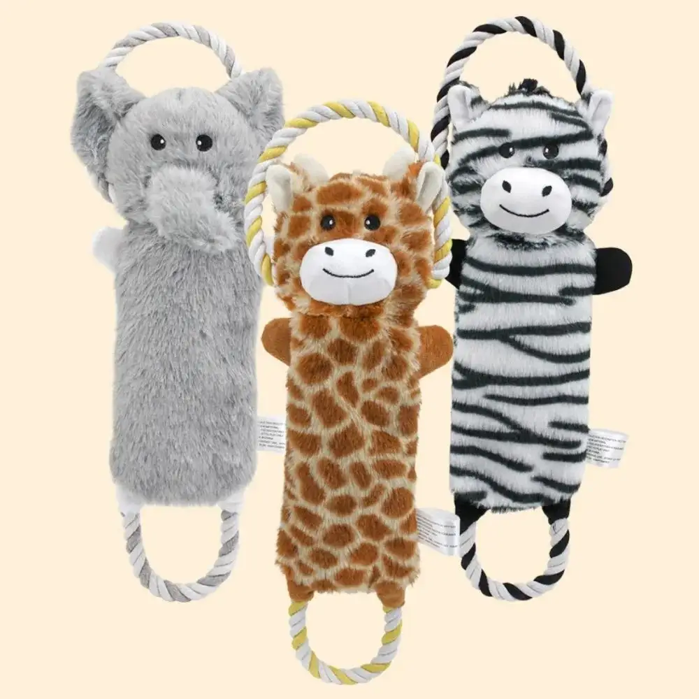 Funny Plush Dog Toys Stuffed Animal-Shaped Zebras Elephant Pet
