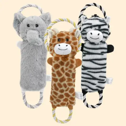 Funny Plush Dog Toys Stuffed Animal-Shaped Zebras Elephant Pet