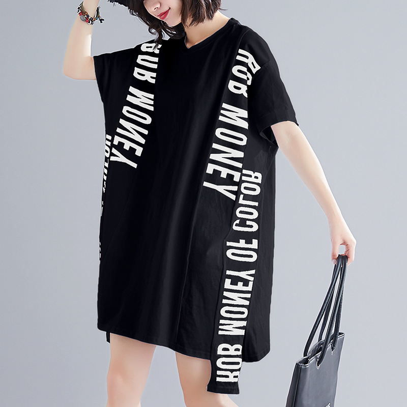 Title 5, Letter Print Bat Midi Dress On Both Sides