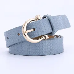 New Style Personalized Straw Mat Pattern Decorative Dress Belt - Blue - View 1