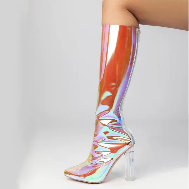 Round Toe Chunky Heel Platform Heel Plus Size Over The Knee Boots Women's Boots Symphony 41 - Shop at LoveMi