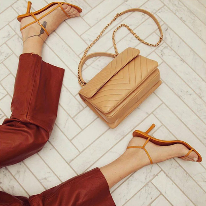 Women's Metal Decorative Stiletto Side Hollow Sandals