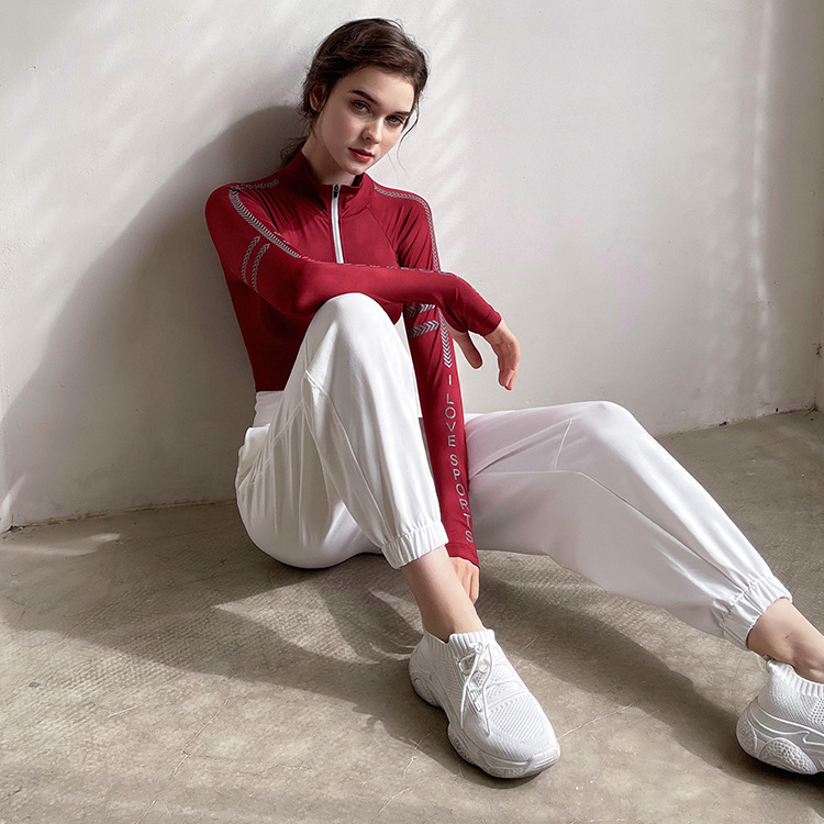 Sports Long Sleeve Personalized Letter Tight Fitness Top