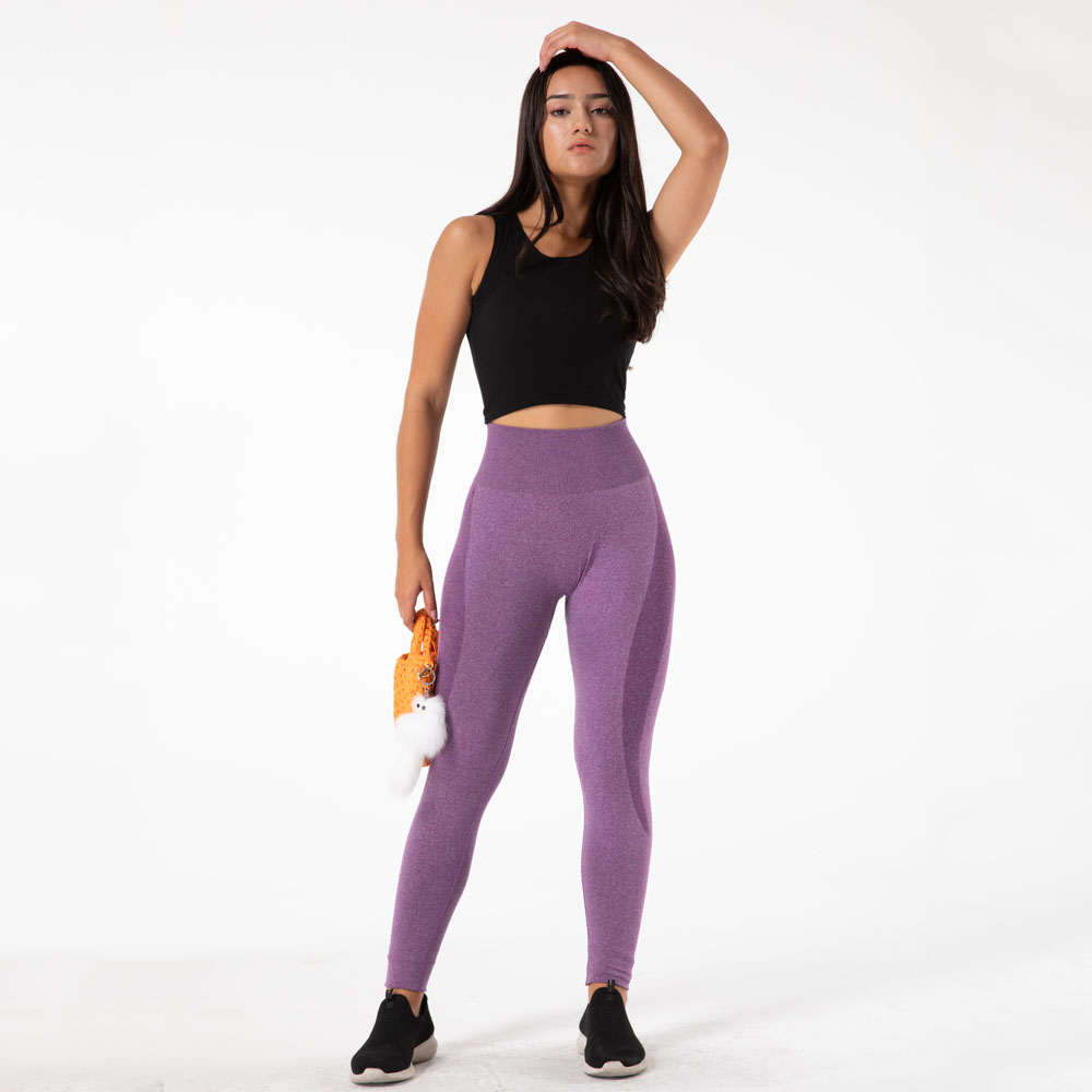 Title 4, Leggings sportivi da yoga viola a vita alta sen...