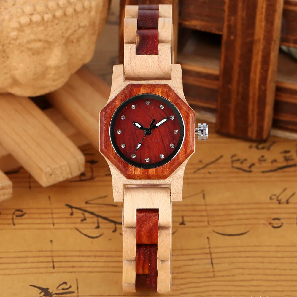Bracelet Buckle Octagon Face Diamond Ladies Wooden