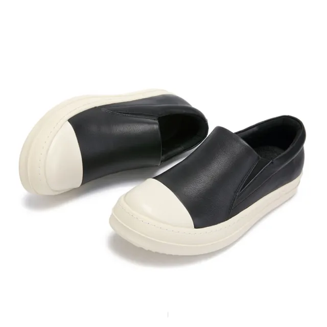 Sports And Leisure Slip on Leather Low top Sneakers Black - Shop at LoveMi