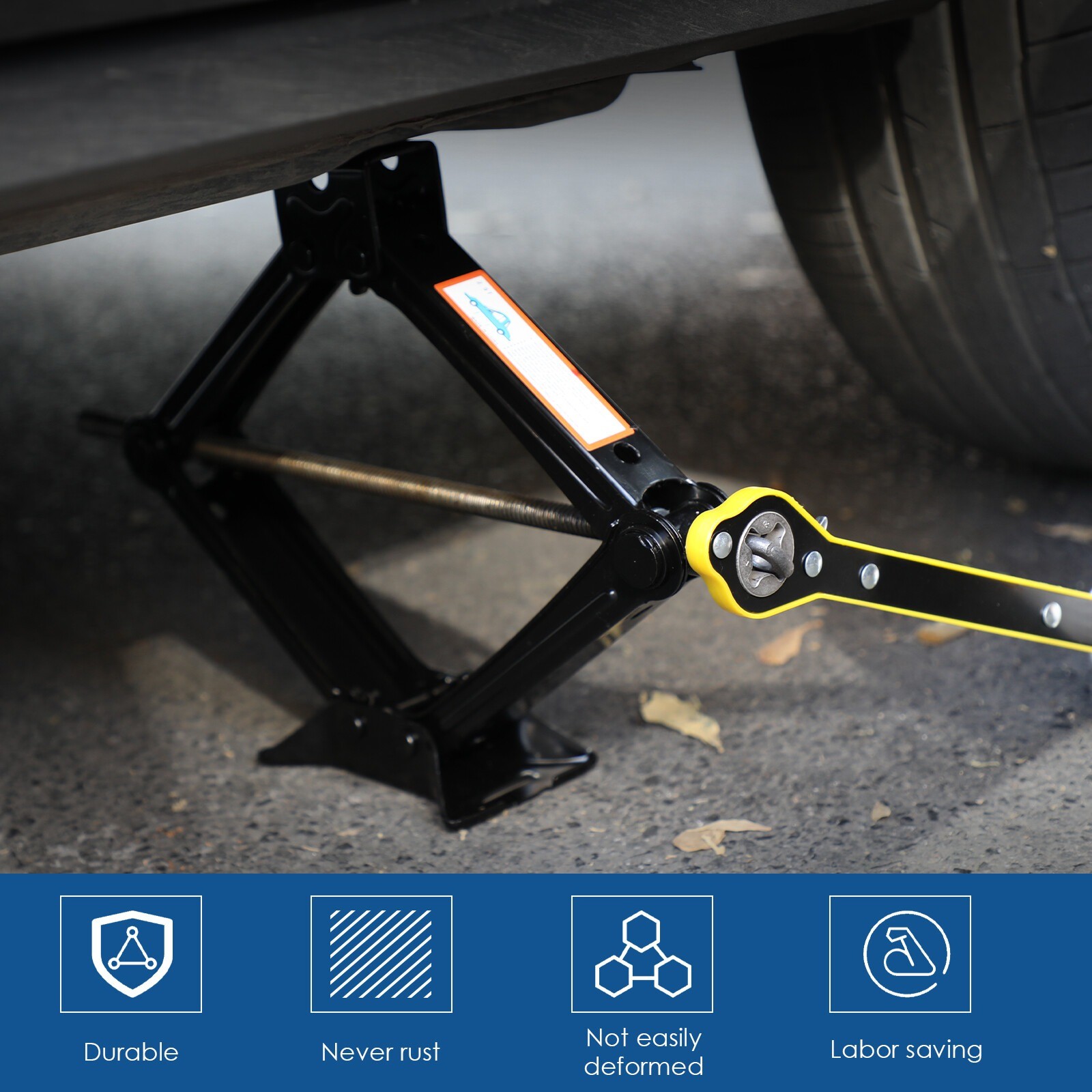Scissor Jack Set 3 Ton Car Auto Kit With Hand Crank Wrench Lug UK — image 2