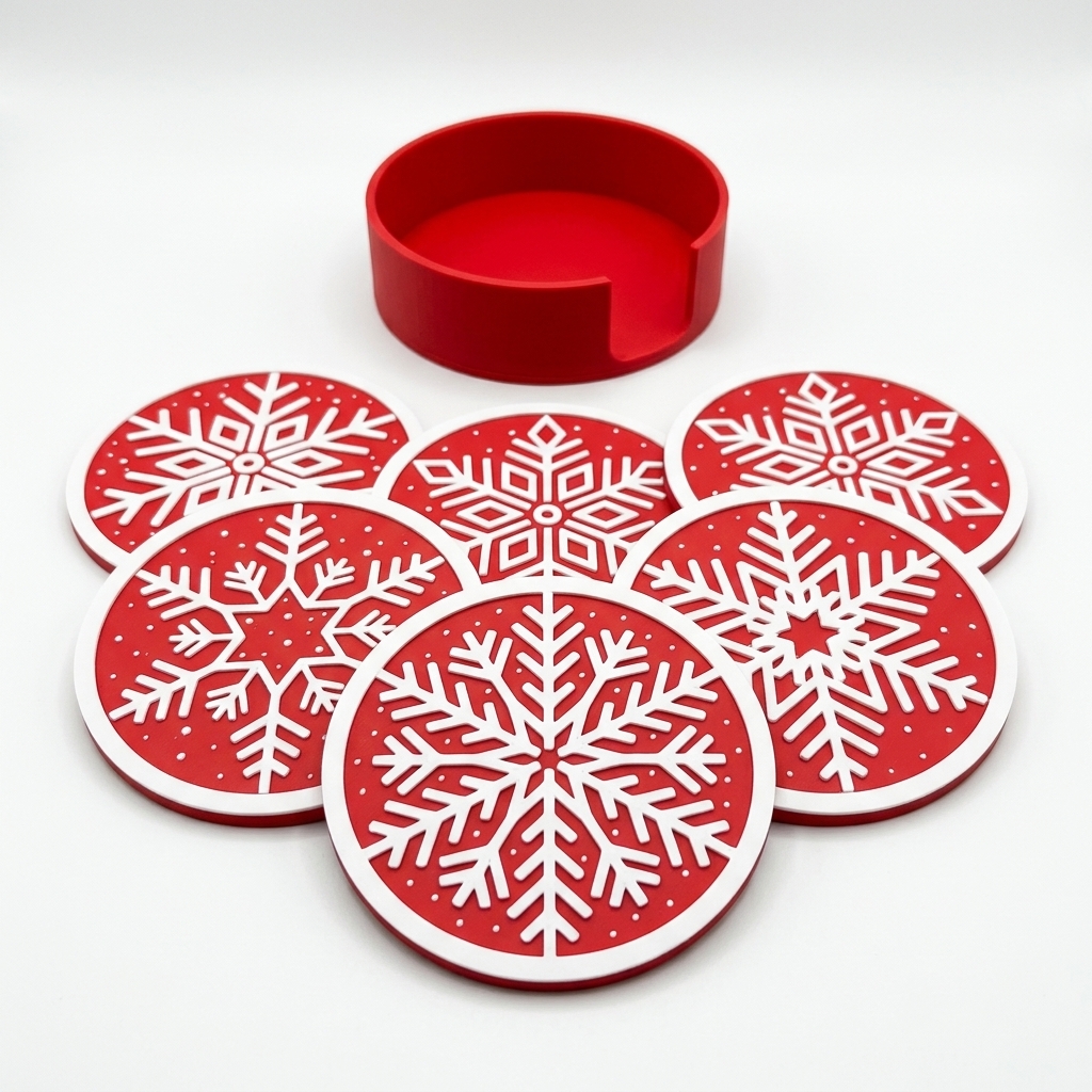 Snowflake Coaster Set with Holder