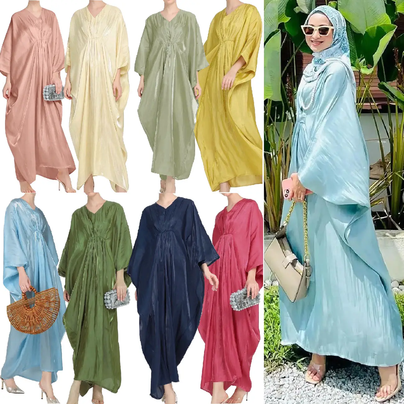 Loose Batwing Sleeve Long Dress Middle East Women's Robe