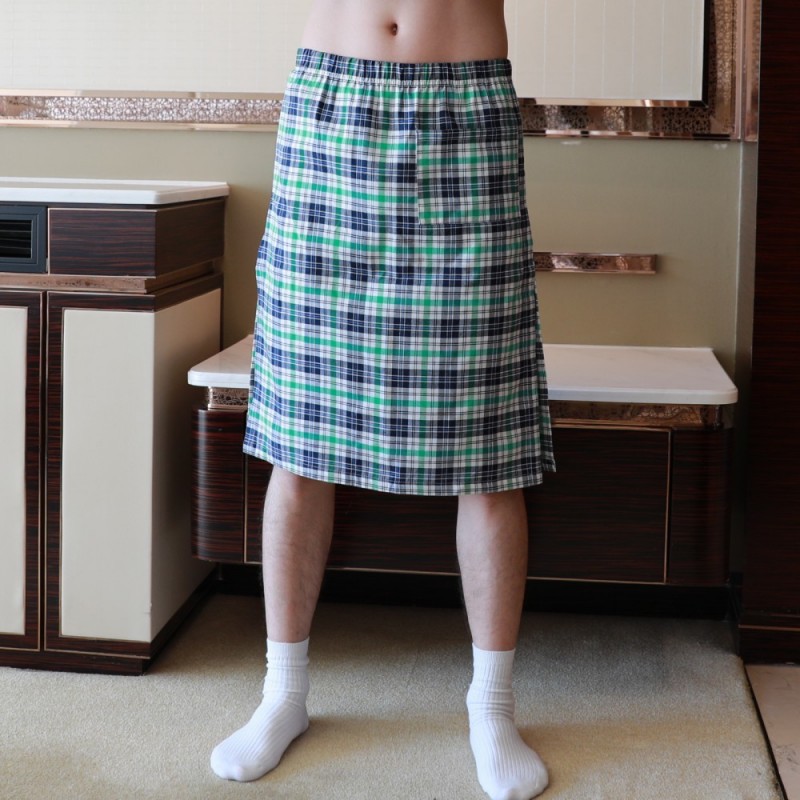 Men's Underwear Plaid Control Cotton Nightdress