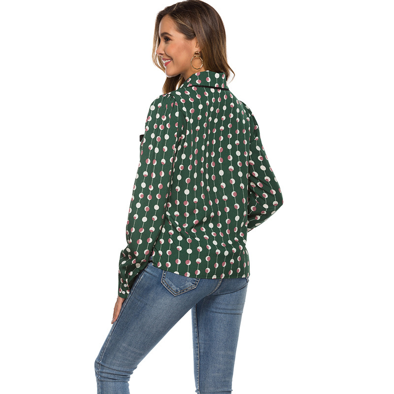 Title 2, All-Match Printed Long-Sleeved Loose Blouse Wes...