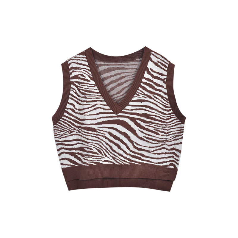 Title 5, Zebra print V-neck loose-fitting sweater vest