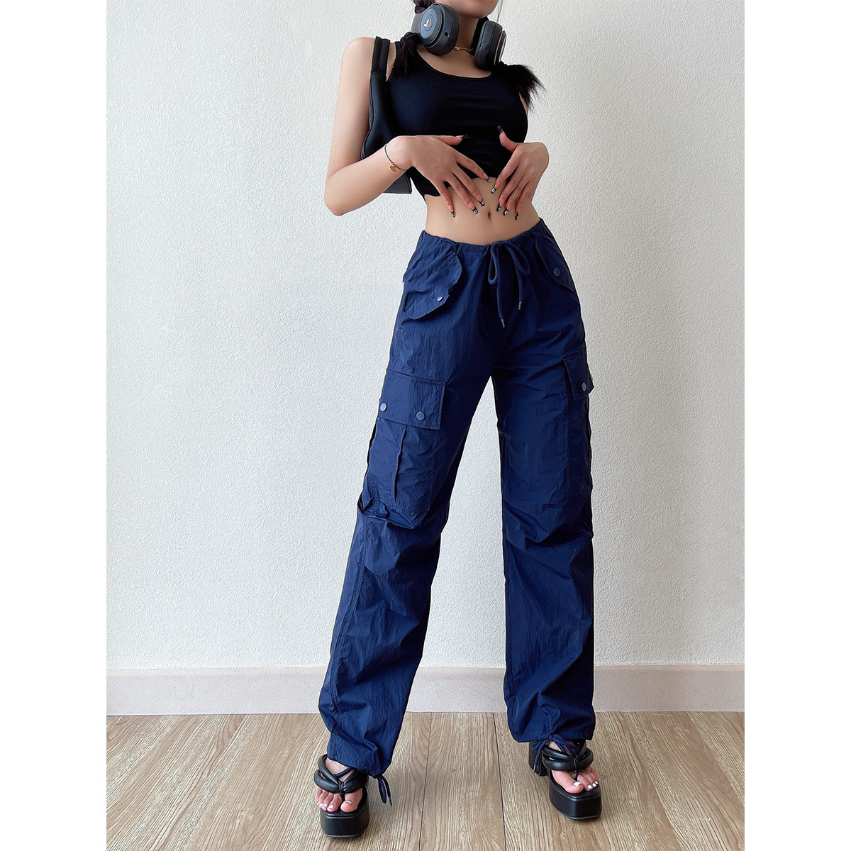 Women's Drawstring Elastic Waist Loose Casual Drawstring Pants
