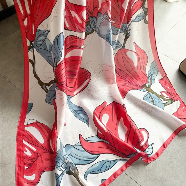 Simulated Silk Scarf Female Dual use Air conditioning Shawl Sarong Colour3 - Shop at LoveMi