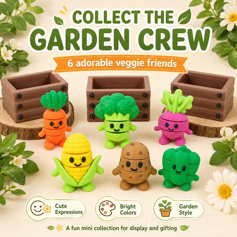 3D Printed Mini Vegetable Figurines, Cute Veggie