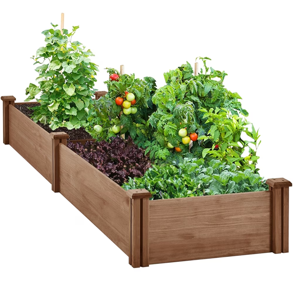 Divisible Planter Box For Home Vegetable Flower, 95inch L X 25inch W X 11inch H, Dark Brown