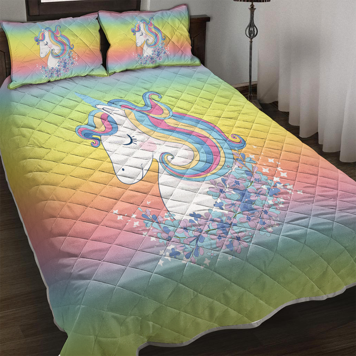 Cartoon Quilt Set 3 Piece, Lightweight Kids Microfiber Coverlet Colorful Cartoon Cute Bedspread Set, 1 Quilt, 2 Pillow Shams