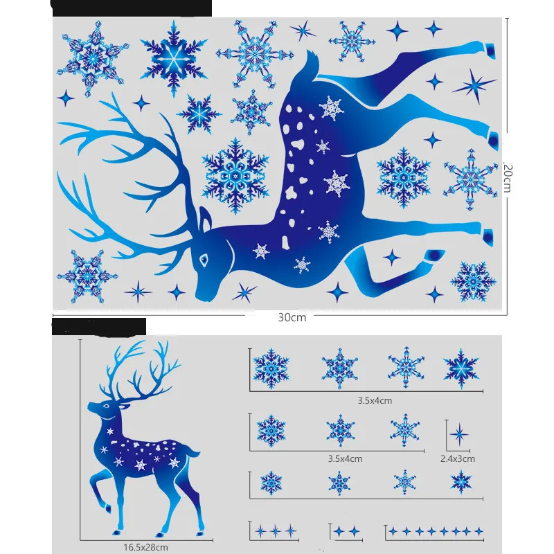 Christmas Elk Snowflake Sticker Decoration Glass Window Kids Room Christmas Wall Stickers Home Decals Decoration – image 3