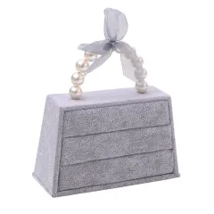 Ice Flower Velvet Handbag Ring Plate Earrings Earring Holder Girl Hairpin - Grey - View 1
