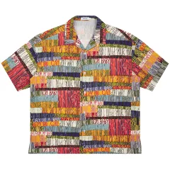 Casual Loose Letter Print Colour Block Short Sleeve Shirt - Colour - View 1
