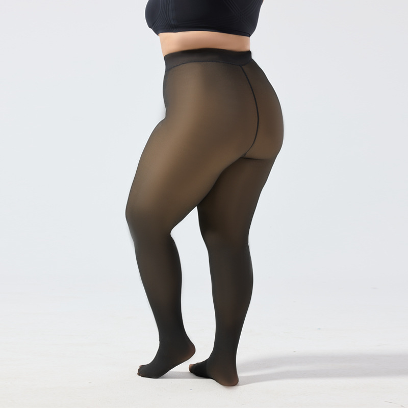 Women's Fall And Winter Outer Wear Plus Size Fake Transparent Black See-through Leggings