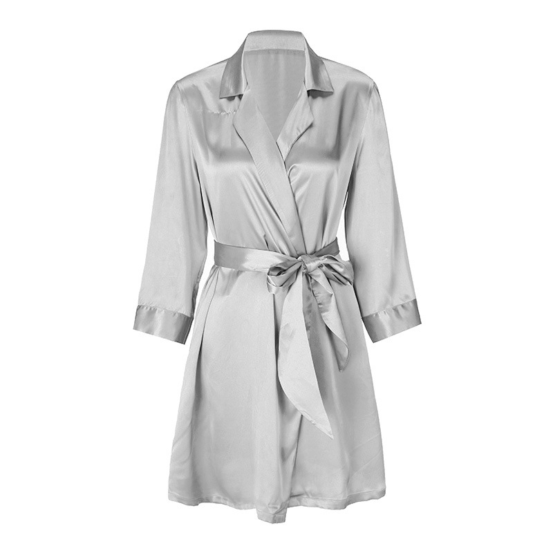 Title 3, Lace-up Silk Bathrobe French Satin Pajamas