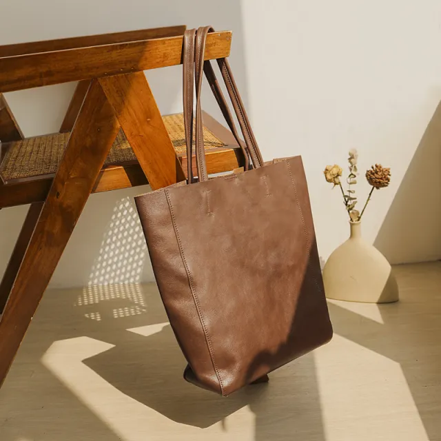 Large Capacity Texture Tote Bag Fashion Simple Underarm Khaki - Shop at LoveMi