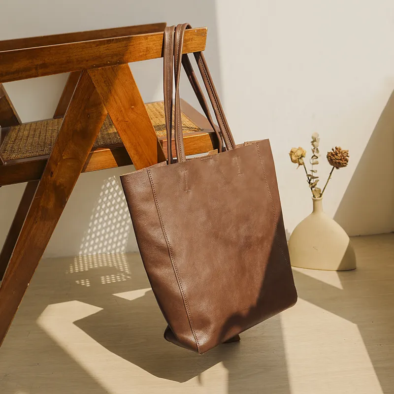 Large Capacity Texture Tote Bag Fashion Simple Underarm - Khaki