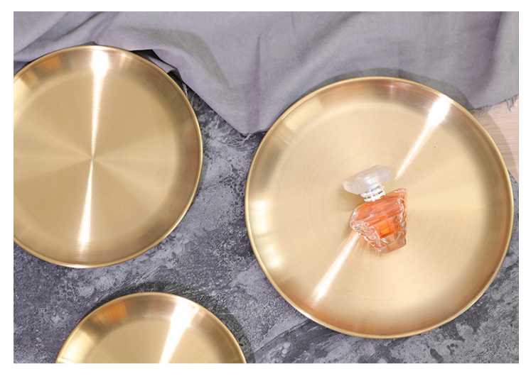 Title 3, Nordic Retro Style Golden Round Storage Tray