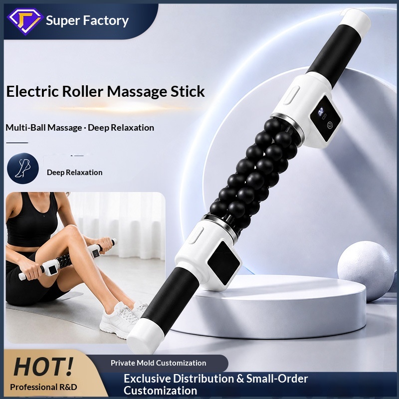 New Massage Stick With Vibrating Rollers For Multi-area Muscle Relaxation, Handheld Roller For Back, Waist, And Leg Massage