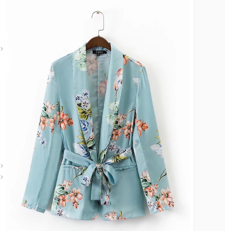 Flower Lapel Tie Casual Suit Long-sleeved Jacket Casual Printed Trouser Suit
