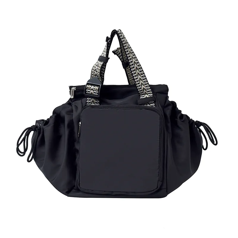 Nylon Fabric Mommy Bag, Large Capacity, Portable, Single Shoulder Tote Bag For Travel - Black