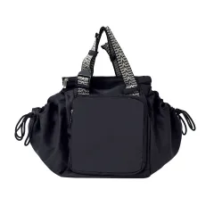 Nylon Fabric Mommy Bag, Large Capacity, Portable, Single Shoulder Tote Bag For Travel - Black - View 1