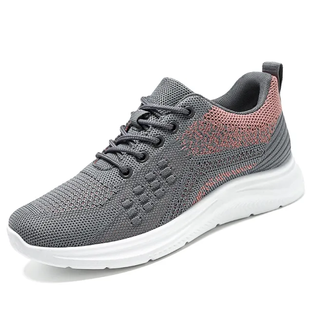 Lace up Sneakers Women Light Breathable Flats Shoes Gray - Shop at LoveMi