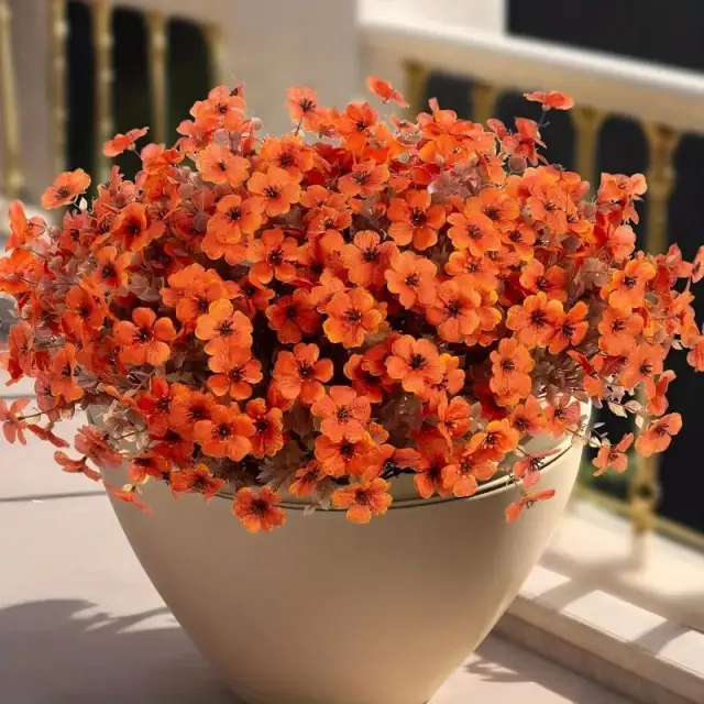 20 Bunches Of Outdoor Mixed Color Artificial Flowers, Autumn Plant And Flower Outdoor Decoration, UV Protection, Realistic And Non fading, Suitable... Orange - Shop at LoveMi