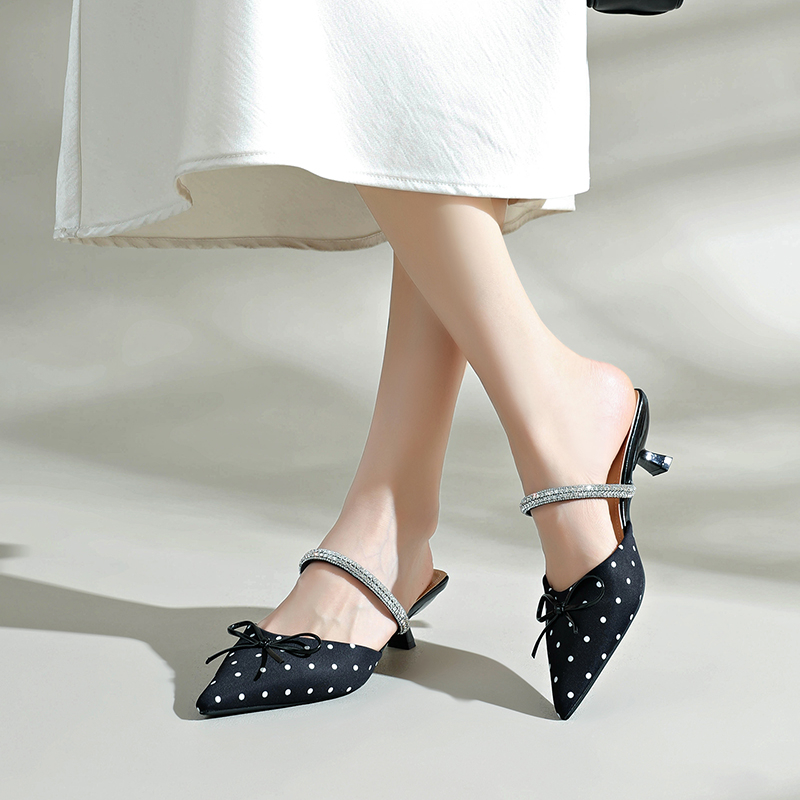 Rhinestone Bow Kitten Heel Mules, picture 4 of 5