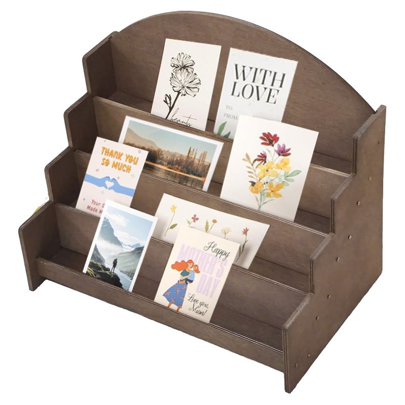 4-Tier Wooden Card Holder Greeting Card Display Stand