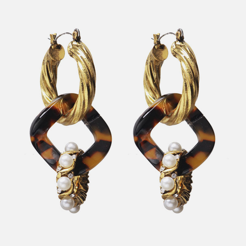 Creative Metal Ring Inlaid Pearl Earrings Earrings