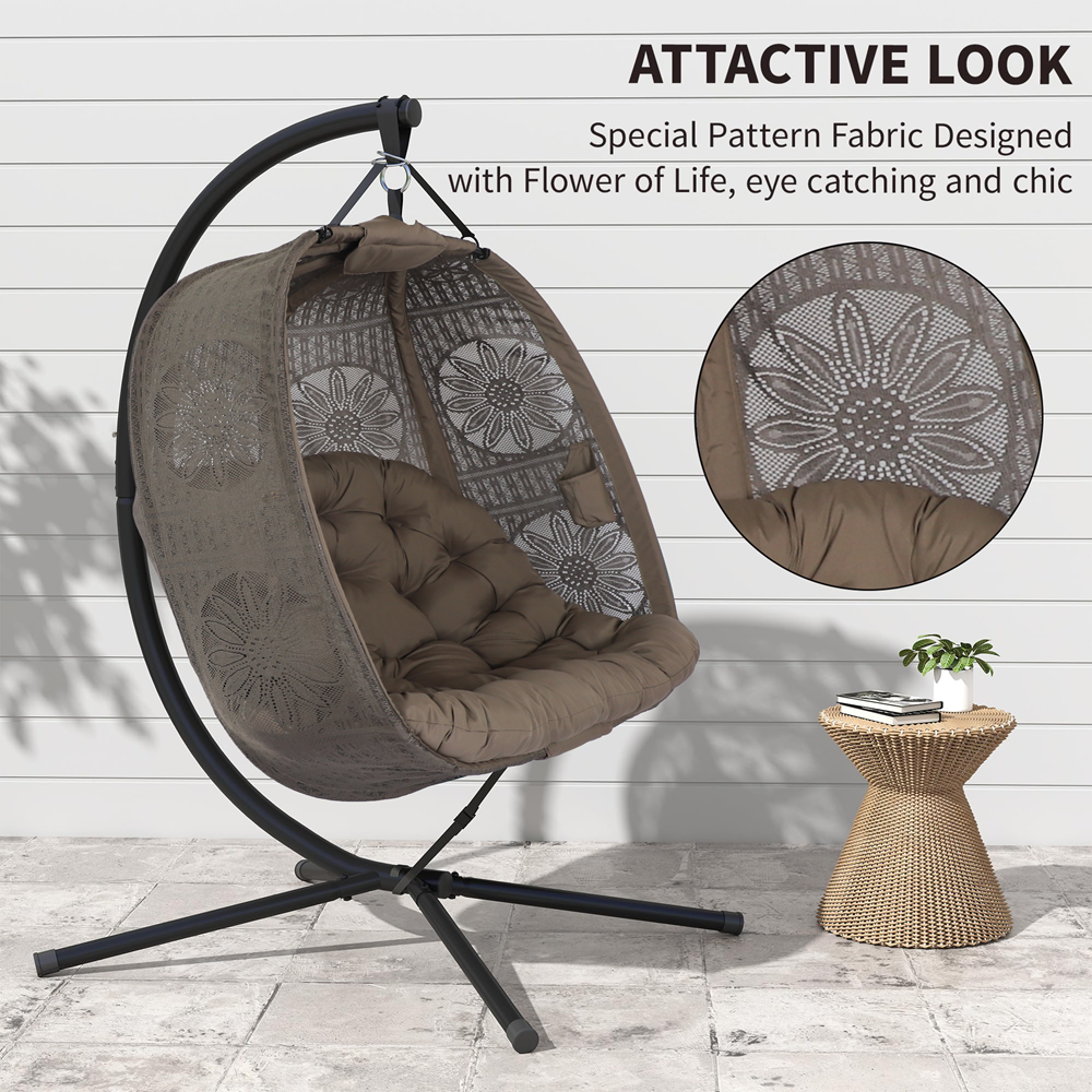 Chaise oeuf suspendue double olofable avec support – Image 6