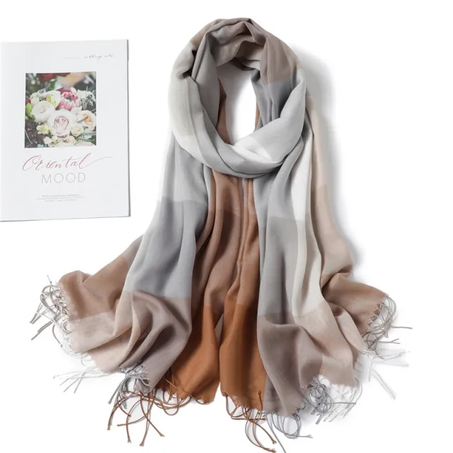 British Style Square Plaid Scarf Women's Warm Shawl Fashion Tassel Wt112 - Shop at LoveMi