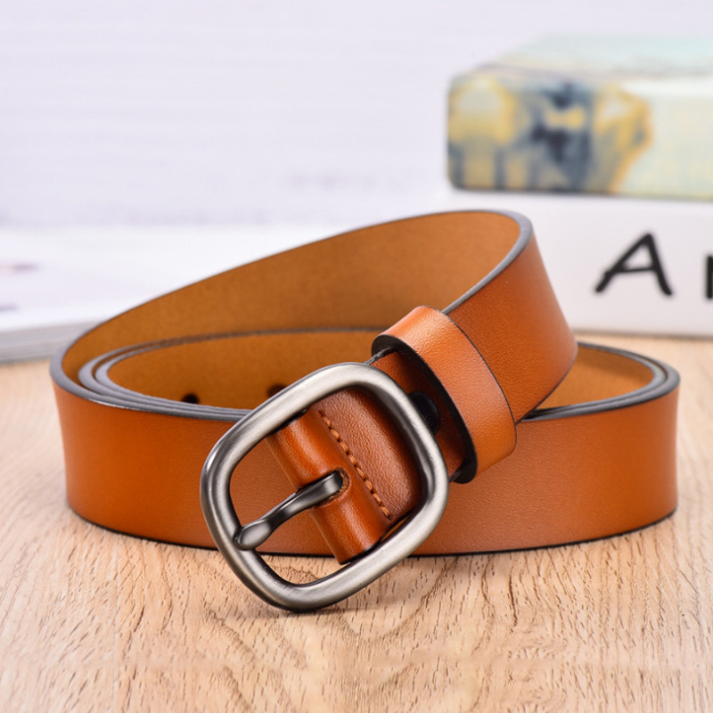 Hair Belt Female Leather Pin Buckle Retro Cowhide Belt