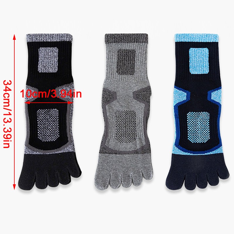 5Pairs Mens Cotton Blend Athletic Running Sports Socks Finger Toe Socks Toe Sock - photo 8