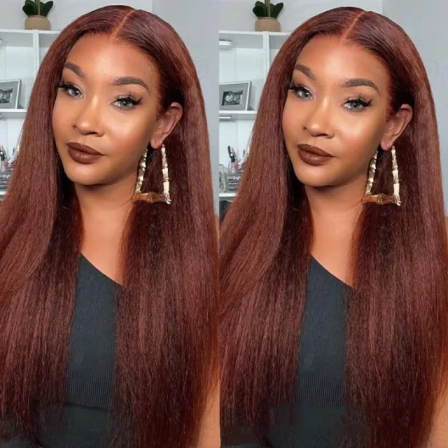 Medium Split Fluffy Brown Long Straight Hair T6989 - Shop at LoveMi