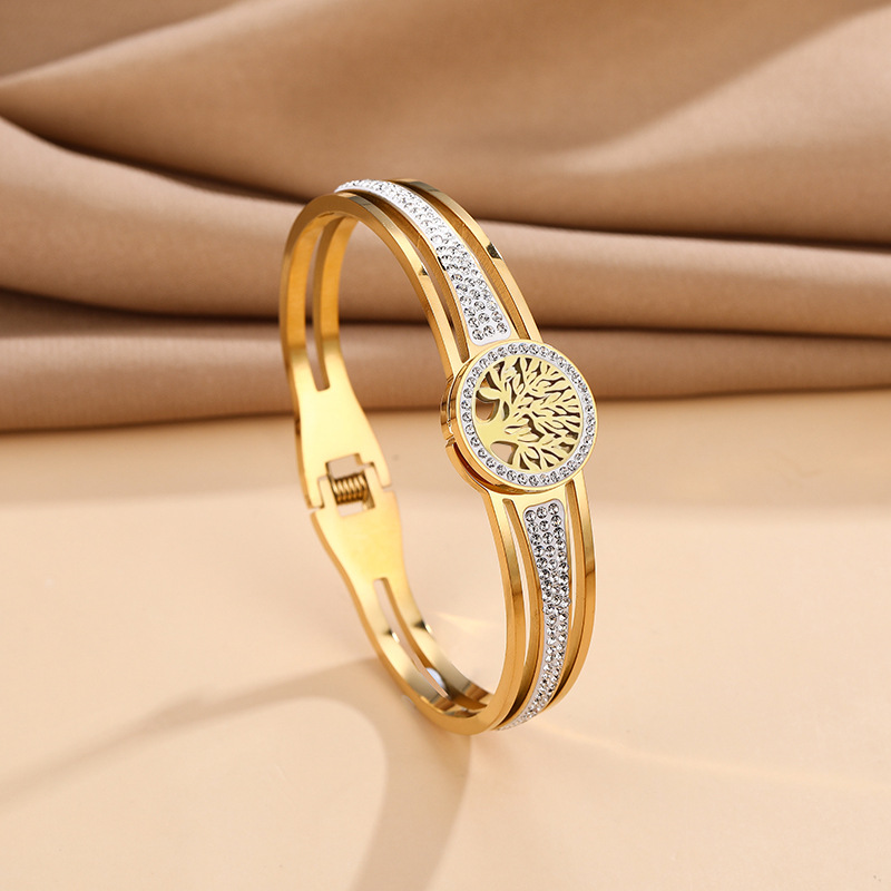 Titanium Steel Stainless Vacuum Electroplating Life Tree Bracelet