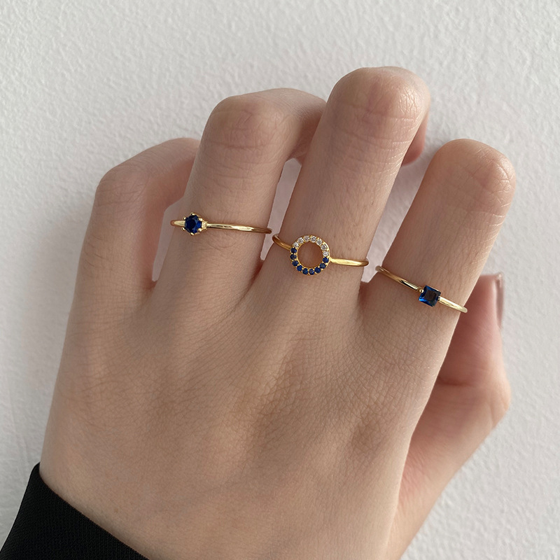 Fashion Simple Copper Blue Index Finger Ring