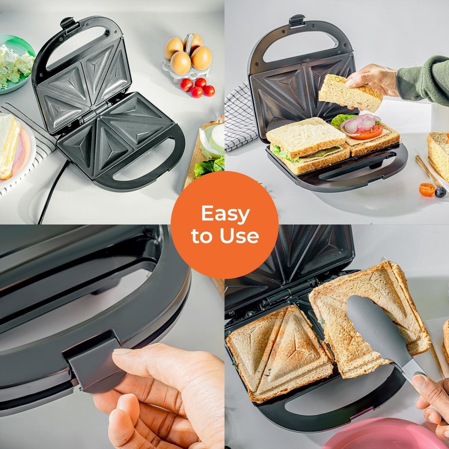Toastie Maker 2 Slice Sandwich Toaster Non-Stick Machine Easy Clean 750W New — image 4