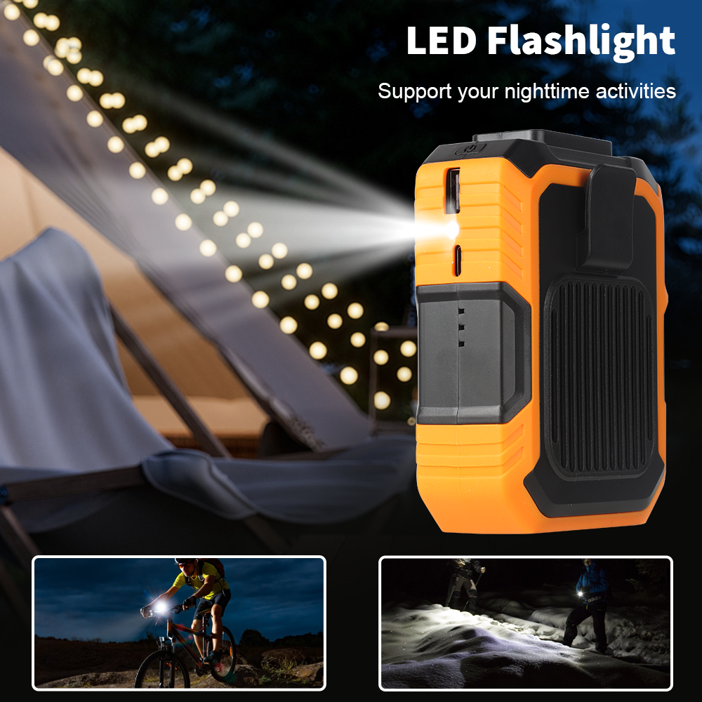 USB Rechargeable Waist-Mounted Fan & Power Bank Combo For On-the-Go Cooling--Green