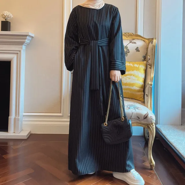 Middle East Stripe Tunneled Dress Women Black - Shop at LoveMi