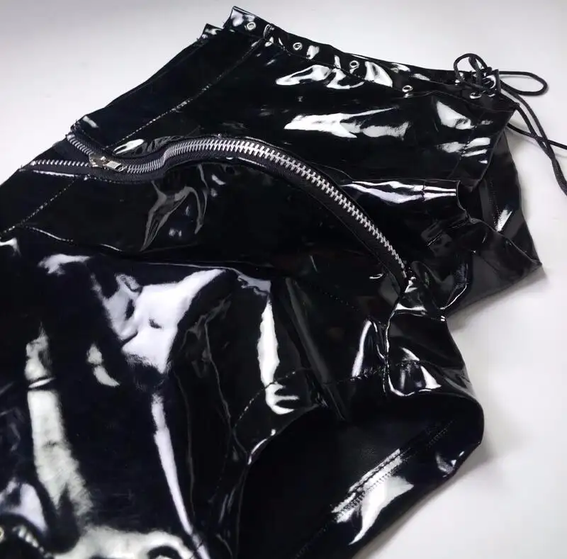 Summer Men's Lacquer Belt Zip Shorts