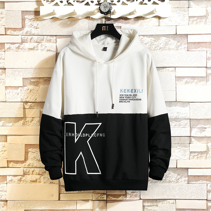 Fashion Casual Printed Hooded Sweater Male